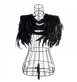 Goth Real Feathers Crop Top Women Sexy Sleeveless Cape Fluffy Top Party Clubwear Stage Performance Costumes Rave Festival Top...