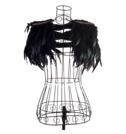 Goth Real Feathers Crop Top Women Sexy Sleeveless Cape Fluffy Top Party Clubwear Stage Performance Costumes Rave Festival Top...