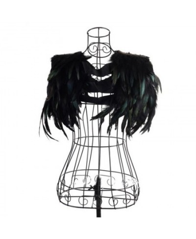 Goth Real Feathers Crop Top Women Sexy Sleeveless Cape Fluffy Top Party Clubwear Stage Performance Costumes Rave Festival Top...