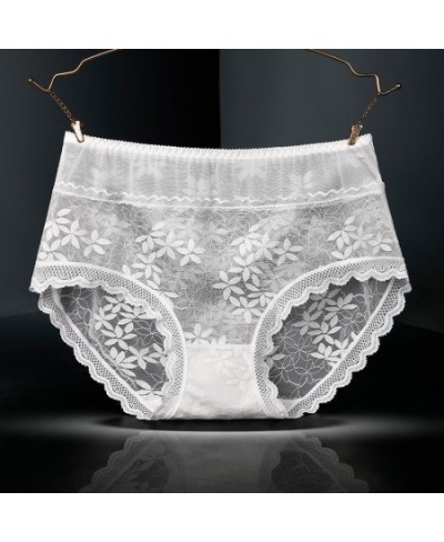 Sexy Mesh Lace High Waist Thin Women's Underwear Female Transparent Breathable Elasticity Elegant Exquisite Flowers Panties $...