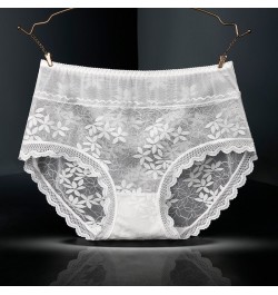 Sexy Mesh Lace High Waist Thin Women's Underwear Female Transparent Breathable Elasticity Elegant Exquisite Flowers Panties $...