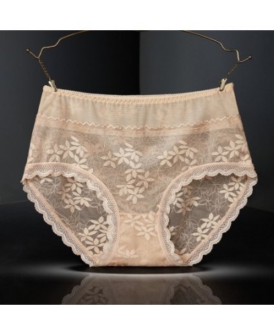 Sexy Mesh Lace High Waist Thin Women's Underwear Female Transparent Breathable Elasticity Elegant Exquisite Flowers Panties $...