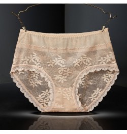 Sexy Mesh Lace High Waist Thin Women's Underwear Female Transparent Breathable Elasticity Elegant Exquisite Flowers Panties $...