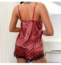 Sexy Lace Pajama Print Women's Pajama Set V Neck Satin Nightdress Sexy Lingerie Hot Erotic Nightdress Lingerie Exotic Babydol...