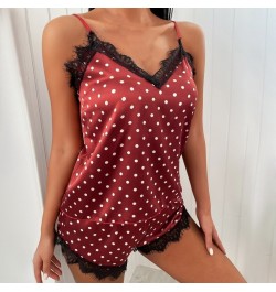 Sexy Lace Pajama Print Women's Pajama Set V Neck Satin Nightdress Sexy Lingerie Hot Erotic Nightdress Lingerie Exotic Babydol...