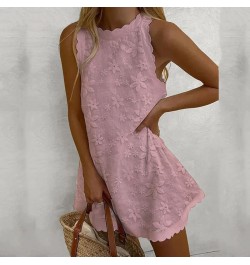 2023 Boho Casual Ladies White Street Dress Women V Neck Lace Loose Mini Dress Summer Flower Print Sleeveless Vest Dress $35.8...