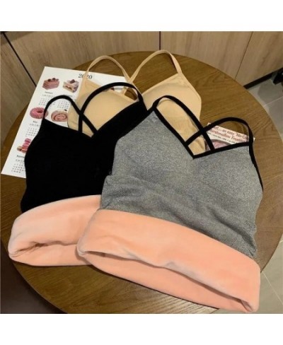 Thermal Underwear Velvet Vest Winter Women’s Simple Solid with Chest Pad Camisole Slim Warm Sling Vest Female термобелье $18....