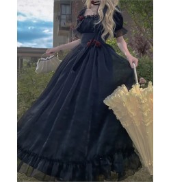 purple sweet Female Puff Sleeve Gothic Retro Party Dress Princess Ruffle Vestido Summer Woman 2023 Black Mesh Eleagnt prom $4...