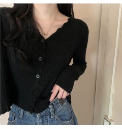 Korean Fashion Cardigan for Women Solid Color Single Breasted V-Neck Slim Long Sleeve Top Spring/Autumn Women's Sweater $26.4...