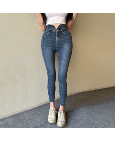 Sexy Women Jeans 2023 Vintage Blue High Waisted Chic Y2k Skinny Jeans Mom Elastic Denim Ankle-length Elegant Pencil Pants $50...