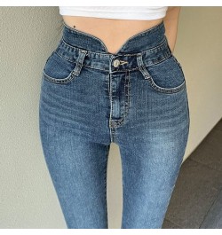 Sexy Women Jeans 2023 Vintage Blue High Waisted Chic Y2k Skinny Jeans Mom Elastic Denim Ankle-length Elegant Pencil Pants $50...