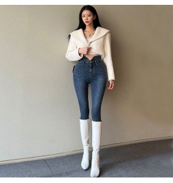 Sexy Women Jeans 2023 Vintage Blue High Waisted Chic Y2k Skinny Jeans Mom Elastic Denim Ankle-length Elegant Pencil Pants $50...