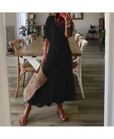 2022 Summer Elegant Hollow Out Lace Solid Office Lady Dress Spring Tennis Beach Dresses Robe Femme Vestidos Elegantes Para $4...