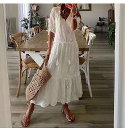 2022 Summer Elegant Hollow Out Lace Solid Office Lady Dress Spring Tennis Beach Dresses Robe Femme Vestidos Elegantes Para $4...