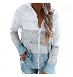 Knitted Patchwork Sweater Casual Autumn Winter Ladies Hooded Zipper Blouse Top Female Long Sleeve Blusas Jumper кардиган $48....