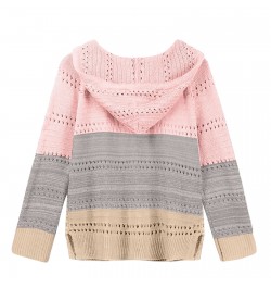 Knitted Patchwork Sweater Casual Autumn Winter Ladies Hooded Zipper Blouse Top Female Long Sleeve Blusas Jumper кардиган $48....