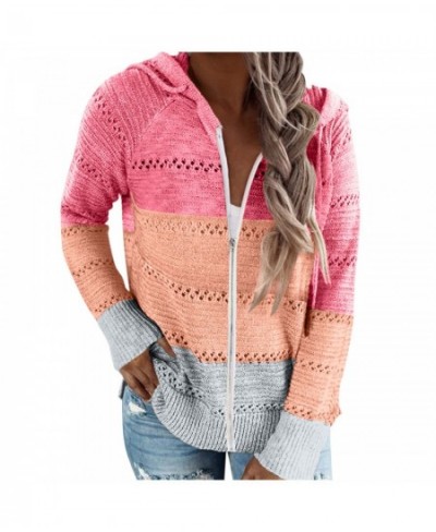 Knitted Patchwork Sweater Casual Autumn Winter Ladies Hooded Zipper Blouse Top Female Long Sleeve Blusas Jumper кардиган $48....