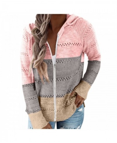 Knitted Patchwork Sweater Casual Autumn Winter Ladies Hooded Zipper Blouse Top Female Long Sleeve Blusas Jumper кардиган $48....