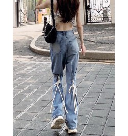 Pure Color Denim Flare Pants Elegant Vintage Casual Wide Leg Jeans Korean Style High Waist Slim Y2k Trousers Woman Summer 202...