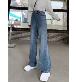 Pure Color Denim Flare Pants Elegant Vintage Casual Wide Leg Jeans Korean Style High Waist Slim Y2k Trousers Woman Summer 202...