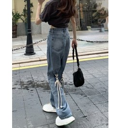 Pure Color Denim Flare Pants Elegant Vintage Casual Wide Leg Jeans Korean Style High Waist Slim Y2k Trousers Woman Summer 202...