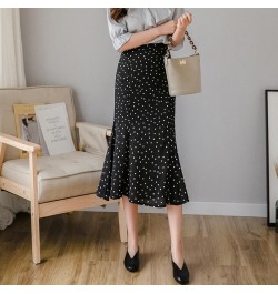 2022 New Women Chiffon Polka Dot Medium Mermaid Skirt Casual Spring Summer Female High Waist Black White Skirts $33.44 - Skirts