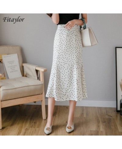 2022 New Women Chiffon Polka Dot Medium Mermaid Skirt Casual Spring Summer Female High Waist Black White Skirts $33.44 - Skirts