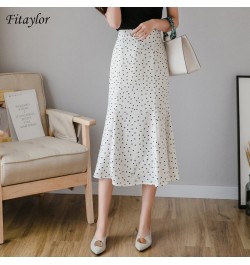 2022 New Women Chiffon Polka Dot Medium Mermaid Skirt Casual Spring Summer Female High Waist Black White Skirts $33.44 - Skirts