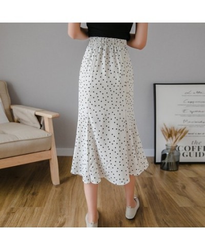 2022 New Women Chiffon Polka Dot Medium Mermaid Skirt Casual Spring Summer Female High Waist Black White Skirts $33.44 - Skirts