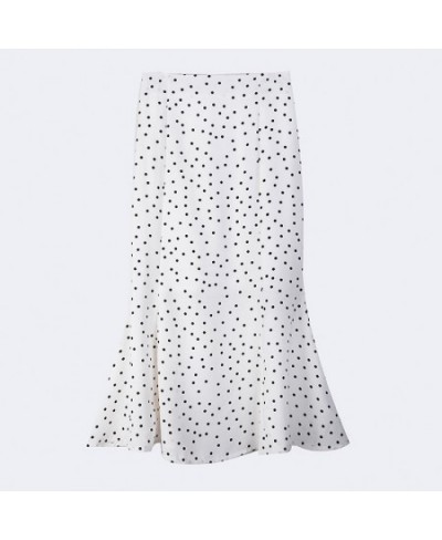 2022 New Women Chiffon Polka Dot Medium Mermaid Skirt Casual Spring Summer Female High Waist Black White Skirts $33.44 - Skirts