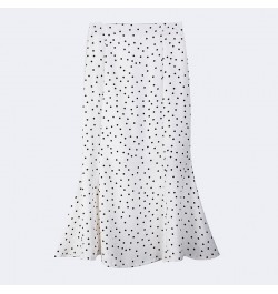 2022 New Women Chiffon Polka Dot Medium Mermaid Skirt Casual Spring Summer Female High Waist Black White Skirts $33.44 - Skirts