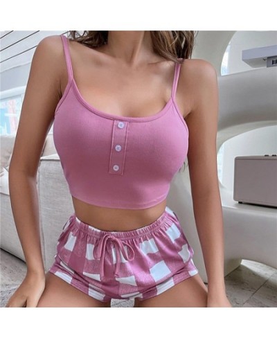 Women Sleepwear Cotton Sexy Lace Pajamas Set Female Elegant Sleeveless Top and Shorts Night Suit Pj Set Underwear $18.76 - Sl...