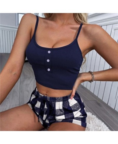 Women Sleepwear Cotton Sexy Lace Pajamas Set Female Elegant Sleeveless Top and Shorts Night Suit Pj Set Underwear $18.76 - Sl...