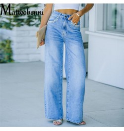 Wide Leg Pant Women Jeans Autumn Winter High Waist Slouchy Blue Straight Leg Denim Trouser Fall 2023 Casual High Street Cloth...