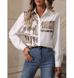 Autumn 2022 New Women's Shirt White Print Collar Shirt Slim Fit Top Casual T-shirt Versatile Basic Elegant Office Blusas $37....