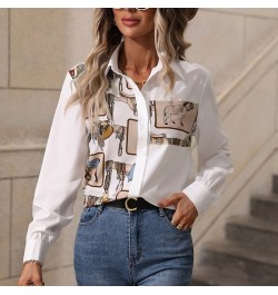 Autumn 2022 New Women's Shirt White Print Collar Shirt Slim Fit Top Casual T-shirt Versatile Basic Elegant Office Blusas $37....