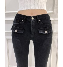 Chic Black Jeans for Women Streetwear High Waisted Elastic Denim Pants Y2k Korean Fashion Elegant Skinny Jean Mom $52.01 - Jeans