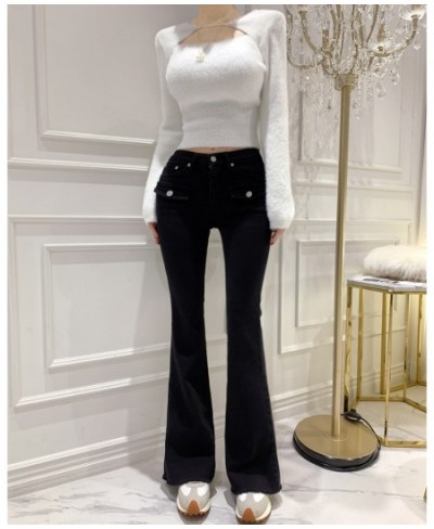 Chic Black Jeans for Women Streetwear High Waisted Elastic Denim Pants Y2k Korean Fashion Elegant Skinny Jean Mom $52.01 - Jeans