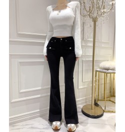 Chic Black Jeans for Women Streetwear High Waisted Elastic Denim Pants Y2k Korean Fashion Elegant Skinny Jean Mom $52.01 - Jeans