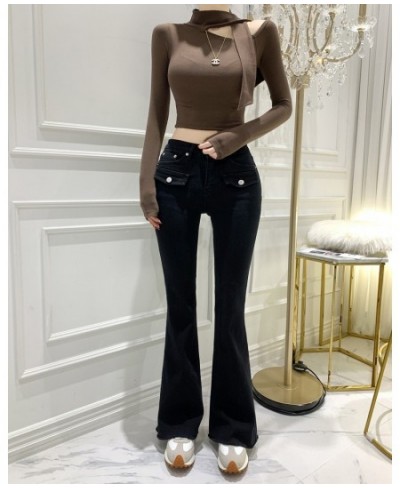 Chic Black Jeans for Women Streetwear High Waisted Elastic Denim Pants Y2k Korean Fashion Elegant Skinny Jean Mom $52.01 - Jeans