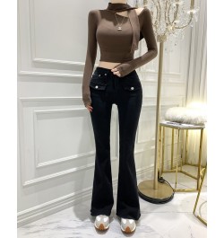 Chic Black Jeans for Women Streetwear High Waisted Elastic Denim Pants Y2k Korean Fashion Elegant Skinny Jean Mom $52.01 - Jeans