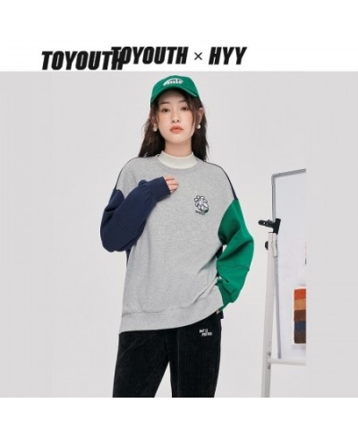 Women Sweatshirts 2022 Winter Long Sleeve O Neck Loose Hoodie Vintage Contrast Color Gray Casual Streetwear Pullover $55.03 -...