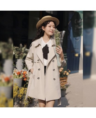 Trench Women Popular Ins All-match Street Wear Belt Button Trendy Korean Style Fashion Young Ladies Harajuku Spring Fit $43.3...