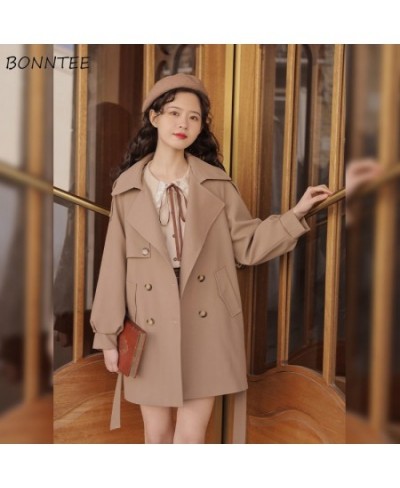 Trench Women Popular Ins All-match Street Wear Belt Button Trendy Korean Style Fashion Young Ladies Harajuku Spring Fit $43.3...