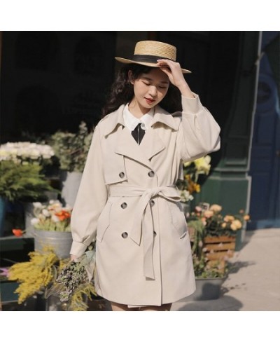 Trench Women Popular Ins All-match Street Wear Belt Button Trendy Korean Style Fashion Young Ladies Harajuku Spring Fit $43.3...