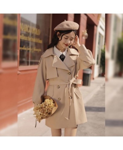 Trench Women Popular Ins All-match Street Wear Belt Button Trendy Korean Style Fashion Young Ladies Harajuku Spring Fit $43.3...