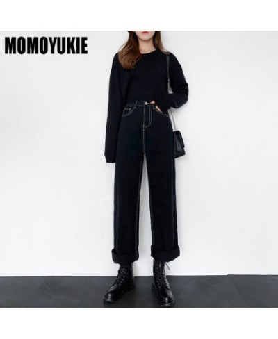 2022 Vintage Korean Style New Winter FleeceWarm Straight Baggy Leisure Jean High WaistFor Women Harajuku Denim Pants Streetwe...