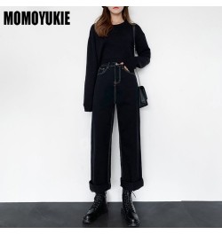 2022 Vintage Korean Style New Winter FleeceWarm Straight Baggy Leisure Jean High WaistFor Women Harajuku Denim Pants Streetwe...