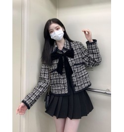 Spring Autumn Vintage Tweed Coat Women Elegant Temperament Chic Cropped Long-Sleeved Tweed Jackets Ropa Para Mujer $57.76 - J...