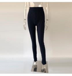 Office Lady Pants For Women High Waist Striped Trousers Thick Material Side Split Skinny Long Bottom Stretchy Sweatpants $36....